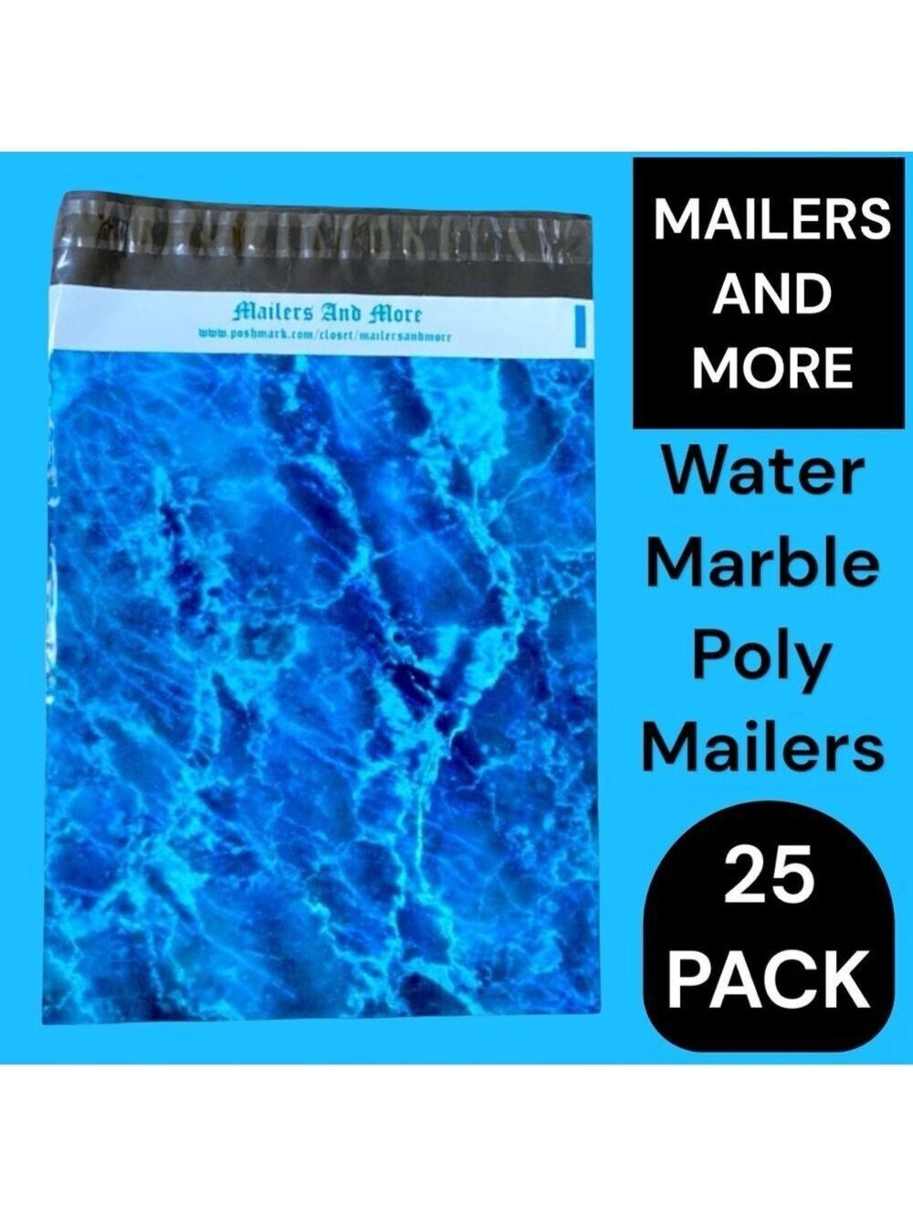25 10X13 Poly Mailers Ice Water Marble Blue, Shipping Envelopes PRICE IS FIRM - Picture 1 of 8